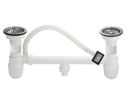 Сифон для мойки двойной,большая горловина с переливом